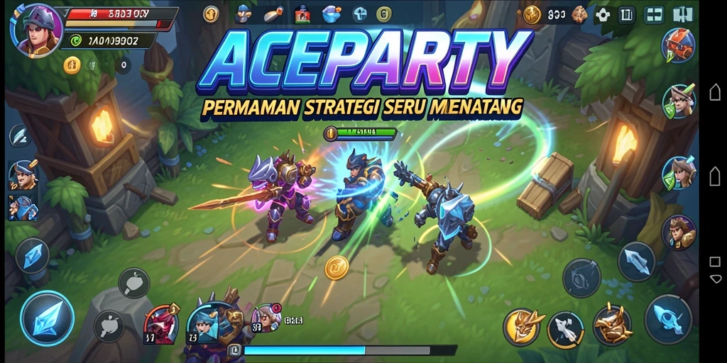 Tampilan gameplay strategis dari ACEPARTY yang menegangkan.