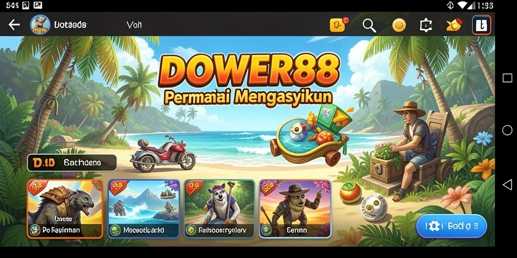 Tampilan gameplay DOWER88 yang ceria dan mengasyikkan.