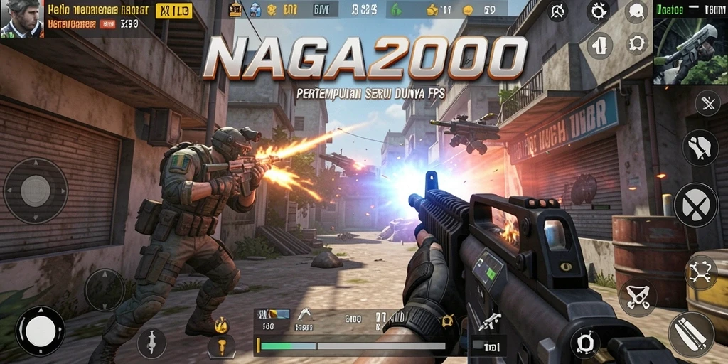Screenshot NAGA2000 menampilkan aksi pertempuran yang menegangkan dan grafis yang menawan.