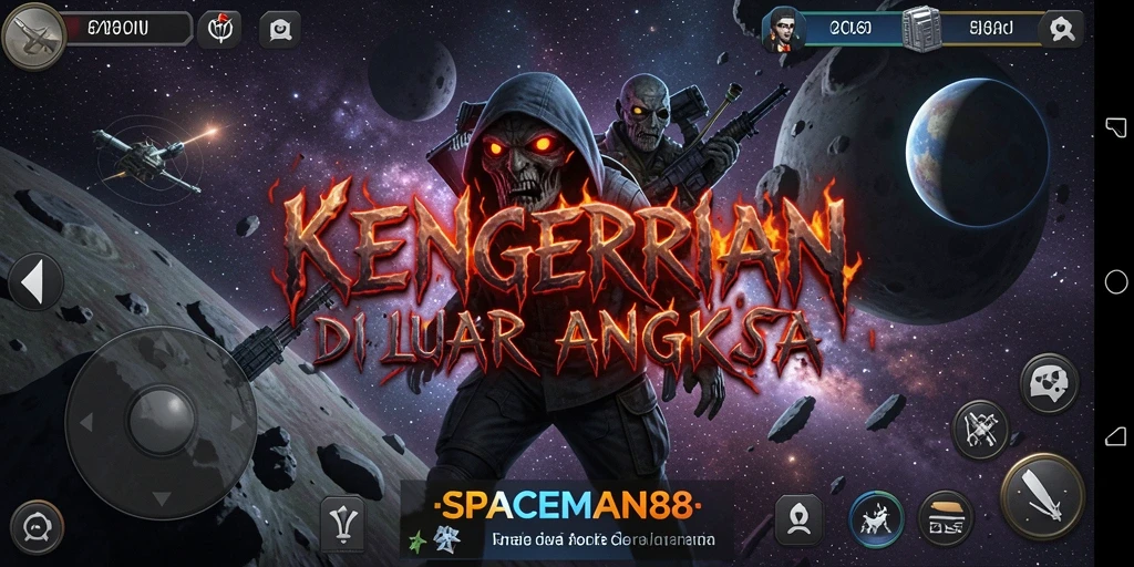 Screenshot menunjukkan momen menegangkan saat menghadapi makhluk horor di luar angkasa.