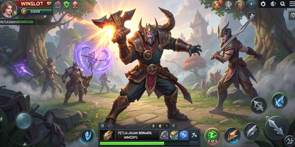 Tampilan gameplay menarik dengan berbagai karakter dan lingkungan di WINSLOT.
