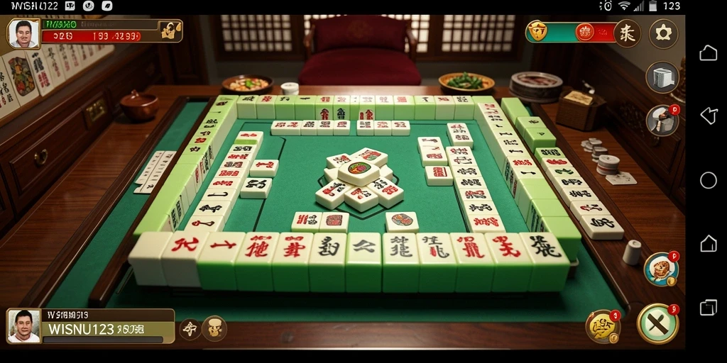 Tampilan menarik dari gameplay Mahjong di WISNU123.